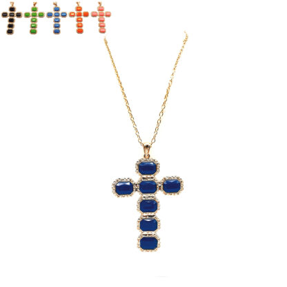 Cadena Dije Cruz con Piedras