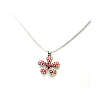 Cadena Víbora Dije Flor con Multi Perlas y Strass