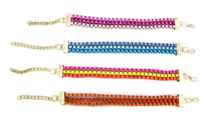 Pulsera Cadena Cuadrada 3 Líneas Multicolor - Imagen 2