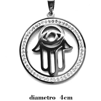 Dije Mano y Ojo con Strass Acero Quirúrgico