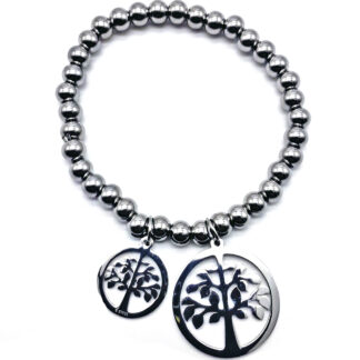 Pulsera Bolitas Acero Elastizada con Dijes Acero Quirúrgico