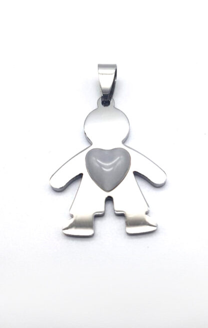 Dije Nene con Piedra Ojo de Gato Acero Quirúrgico - Alto 3cm. - Imagen 2
