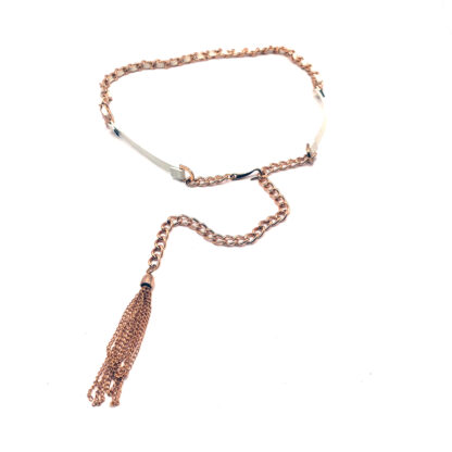 Cinturon Cadena con PVC Blanco y Flecos Cadena - Imagen 2