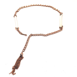 Cinturon Cadena con PVC Blanco y Flecos Cadena