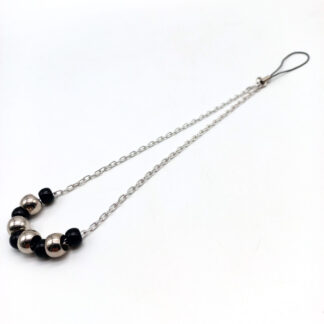 Strap Cadena con Bolitas Plateadas y Negras