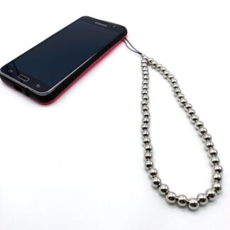 Strap Porta Celular Perlas / Plateado / Negro