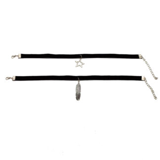 Choker Negro de Pana con Dije