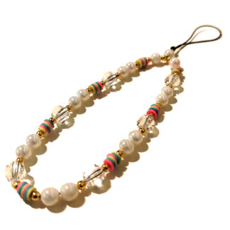 Strap Fimo Perla y Cristal