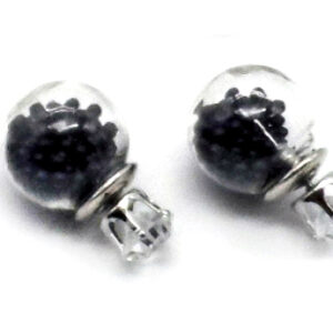 Aro Bolita de Vidrio con Mostacillas y Strass