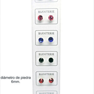 Aro Piedras de Color - Cartón x 6 Pares