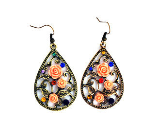 Aro Colgante con Piedras y Flor Rococó