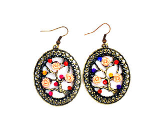 Aro Colgante con Piedras y Flor Rococó