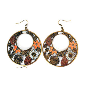 Aro Argolla Colgante con Flores Multicolor