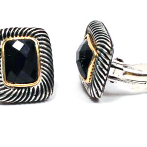 Aros Clip con Piedra Negra
