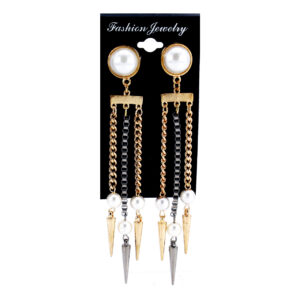 Aro Largo con Cadenas y Perlas