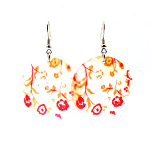 Aros Colgante Floreado Nácar