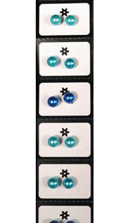 Aro Perla 8mm Gama de Azules - Cartón x 6 Pares