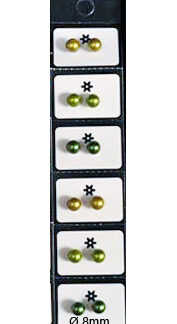 Aro Perla 8mm Gama de Verdes - Cartón x 6 Pares