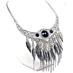 Gargantilla Piedras y Dijes plumas con Cadenas