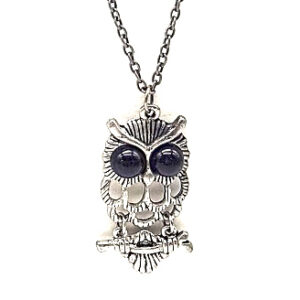 Cadena con Dije Lechuza Ojos Negros de Piedra