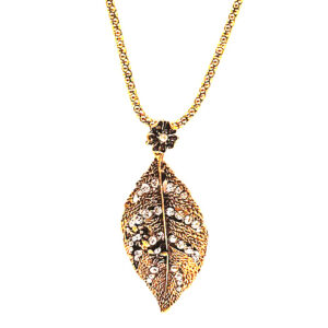 Cadena Dije Hoja con Strass