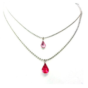 Collar Doble con Dije Gota Strass