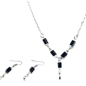 Collar y Aros Piedra Negra