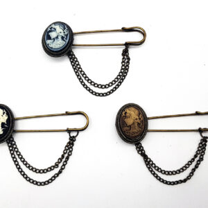 Prendedor Alfiler de Gancho Camafeo con Cadenas