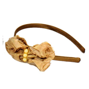 Vincha Metal Forrada con Moño y Perlas