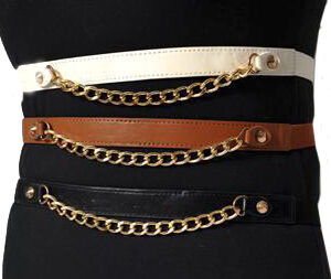 Cinturón frente Cadena Simil Cuero Elastizado
