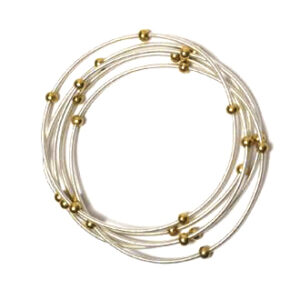 Pulseras Esclavas Resorte Metal con Bolitas en Set