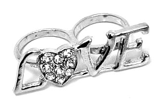 Anillo Love con Strass Para 2 Dedos