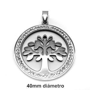 Dije Arbol de la Vida con Strass Acero Quirúrgico