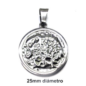 Dije Redondo con Elefante Acero Quirúrgico