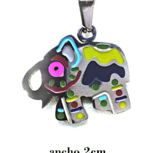 Dije Elefante Multicolor Esmaltado Acero Quirúrgico