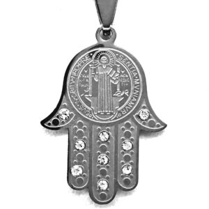 Dije Mano Imagen Religiosa con Strass Acero Quirúrgico