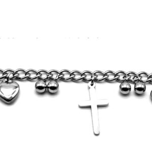 Pulsera Cadena Acero Quirúrgico con Dijes Acero Quirúrgico