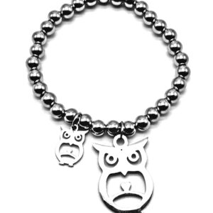 Pulsera Bolitas Acero Elastizada con Dijes Acero Quirúrgico