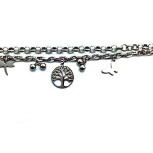 Pulsera Cadena Acero Quirúrgico con Dijes Acero Quirúrgico