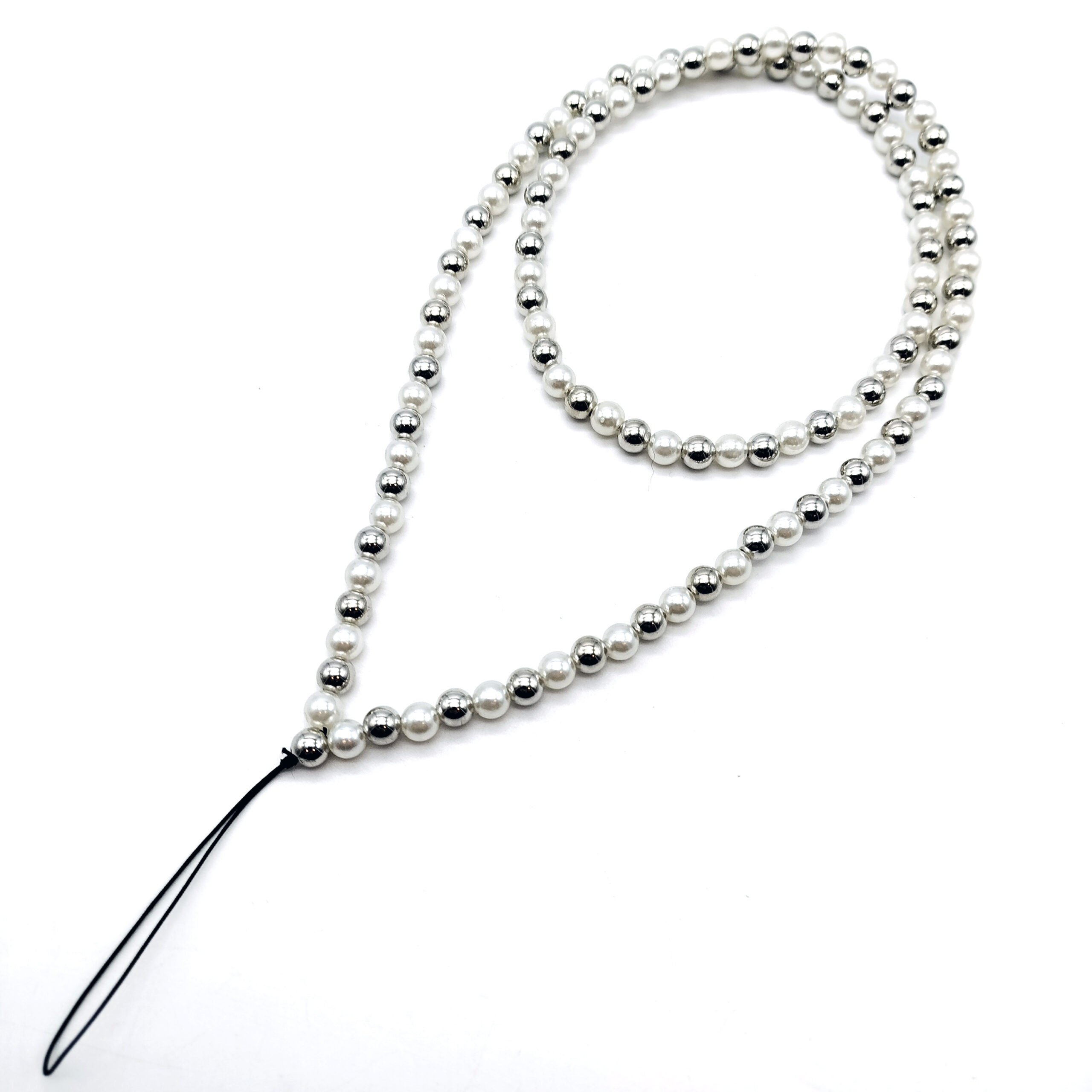 Collar Porta Celular Perla Y Plateado